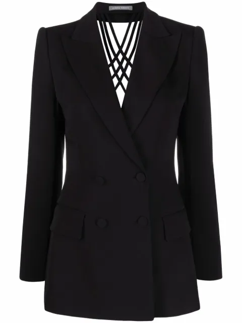 Alberta Ferretti strappy-back double-breasted blazer Black V05101626