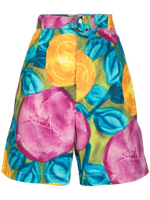 Marni floral-print belted-waist shorts Multicolour PAMA0296A0UTC107
