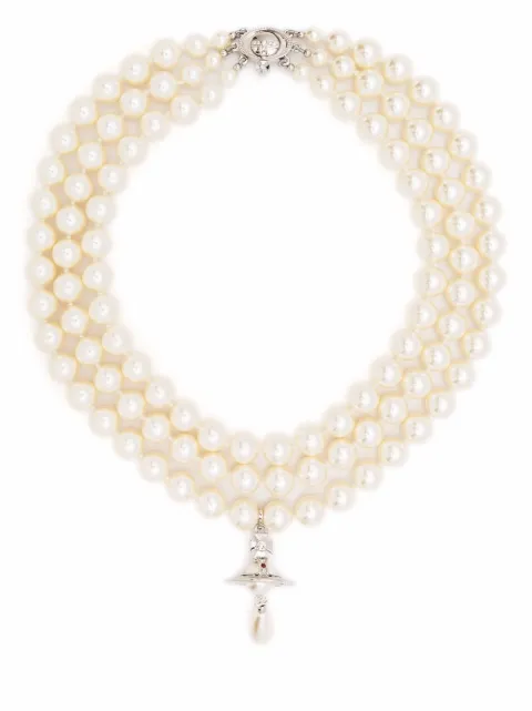 Vivienne Westwood three-row pearl choker necklace White 6303000902P128