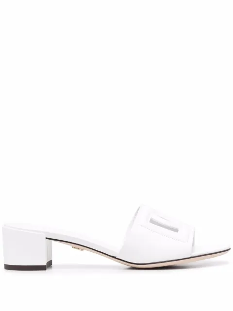 Dolce & Gabbana calfskin slides with DG logo White CR1139AY329