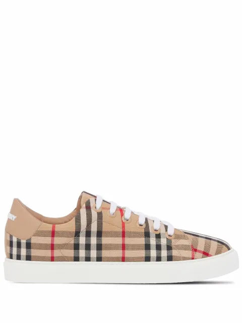 Burberry Check and leather sneakers Neutrals 8049777