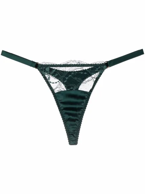 Fleur Of England Ela satin thong Green ELASILKSTRAPTHONG