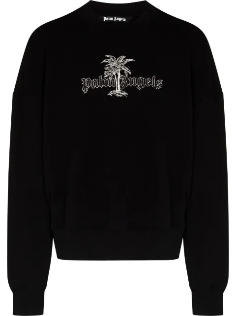 Palm Angels logo-embroidered sweatshirt Black PMBA026S22FLE0091001
