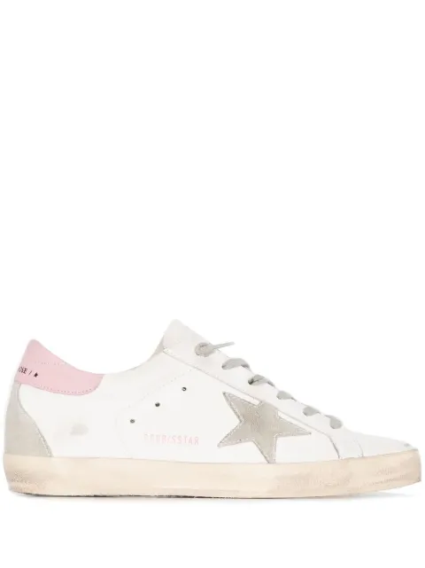 Golden Goose Super-Star trainers with gray suede star and pink leather heel tab White GWF00102F002569