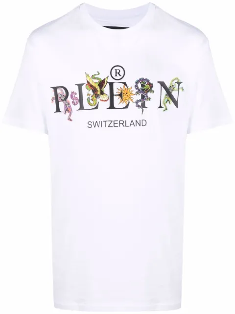 Philipp Plein logo-print cotton T-shirt White SABCMTK5453PJY002N