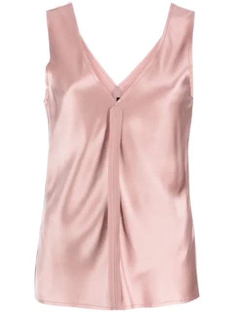 VOZ raw-cut silk tank top Pink VT30ROSE