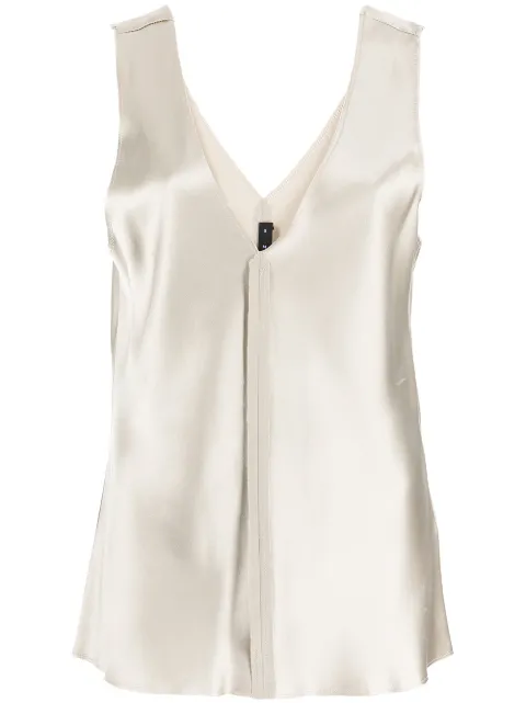 VOZ raw-cut silk tank top Grey VT30SILVER