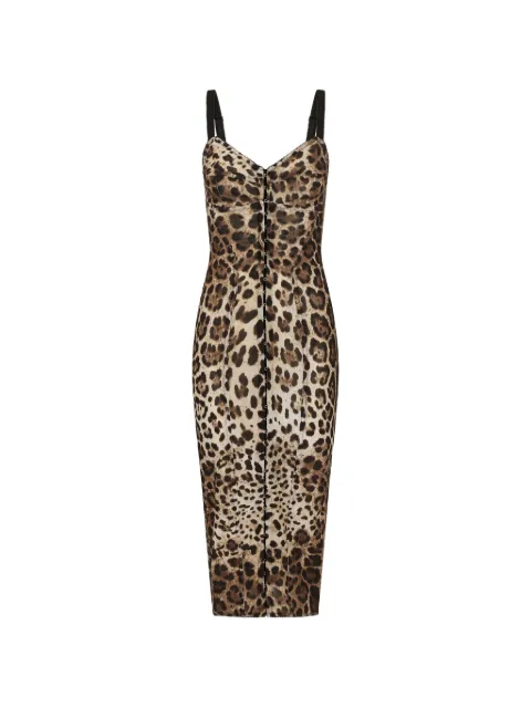 Dolce & Gabbana leopard-print midi dress Neutrals F6R3OTFSSF7