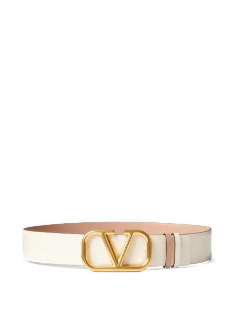 Valentino Garavani reversible VLogo signature belt in glossy calfskin 40 mm Neutrals WT0S11ZFR