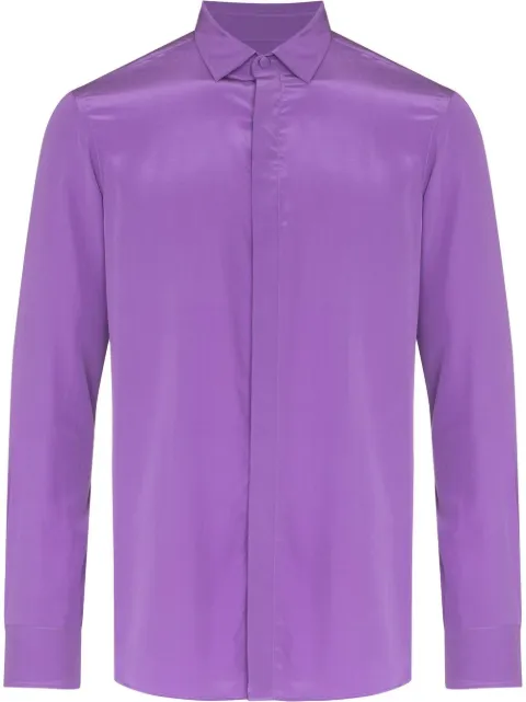 Valentino Garavani long-sleeve silk shirt Purple VAB6658E4