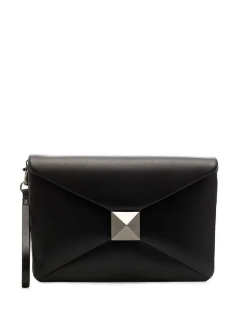 Valentino Garavani Roman stud leather clutch bag Black YB0B58GTJ