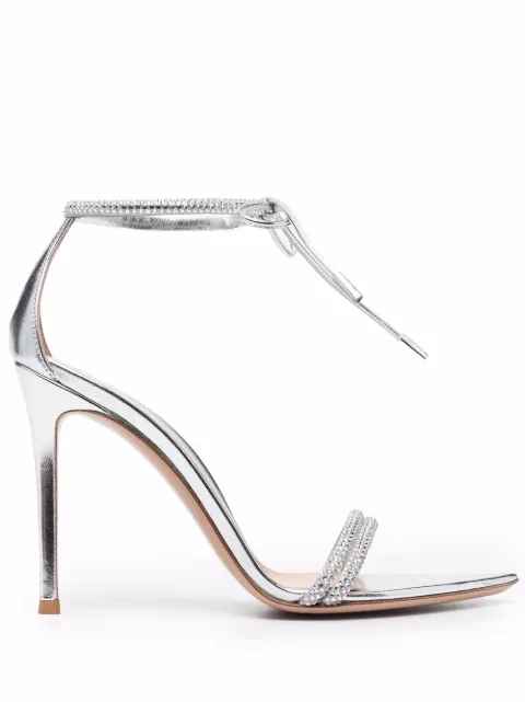 Gianvito Rossi Montecarlo 105mm tie-fastening sandals Silver G6140815RICBNS