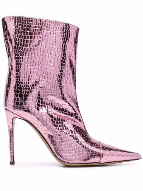 Alexandre Vauthier crocodile-effect 105mm ankle boots Pink AVI1700021