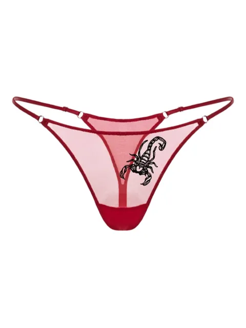 Zhilyova embroidered sheer thong Red 113270212