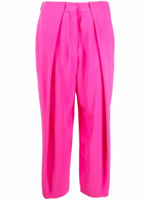 Balmain pleated high-waisted trousers Pink XF1PN085VB00