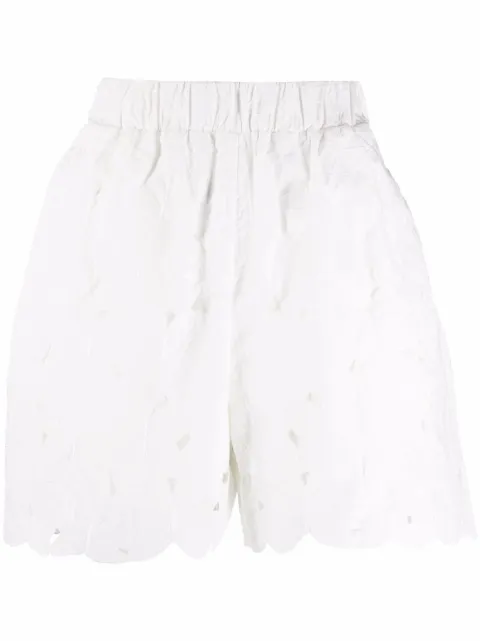 RED Valentino butterfly cut-out taffeta shorts White XR3RF00U6AT031