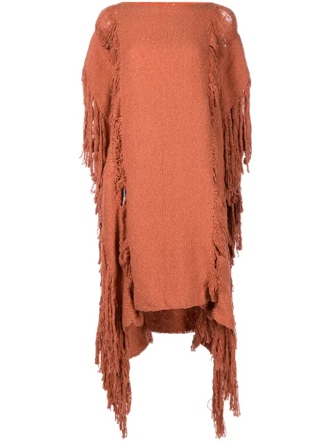 VOZ fringe-detail long top Orange VM74TOMATO