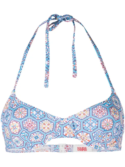 Solid & Striped Ginger geometric bikini top Blue RE22001PWPS