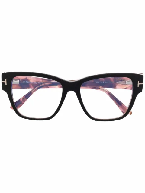 TOM FORD Eyewear tortoise square-frame glasses Black TF5745B