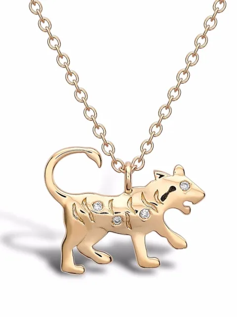 Pragnell 18kt yellow gold Zodiac diamond tiger pendant necklace Gold CR1514