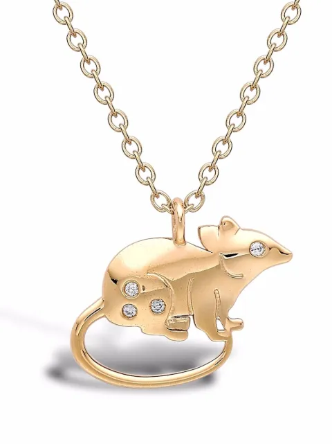 Pragnell 18kt yellow gold Zodiac diamond rat pendant necklace Gold CR1519