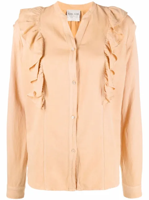 Forte Forte ruffled-detail V-neck blouse Orange 8847myshirt
