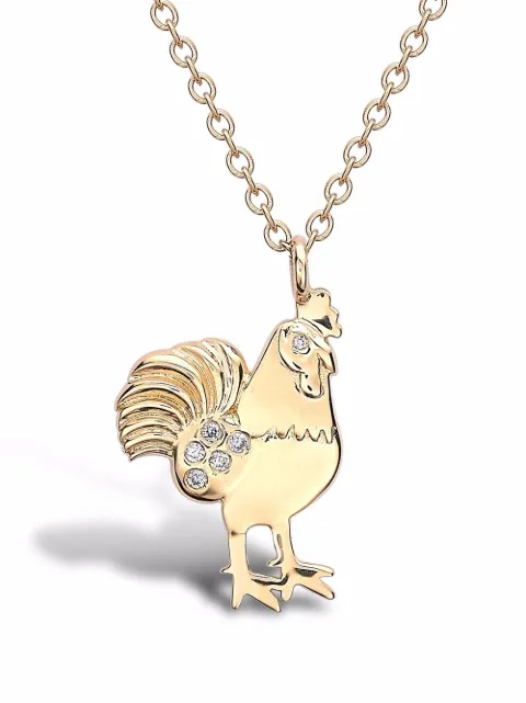 Pragnell 18kt yellow gold Zodiac rooster diamond pendant necklace Gold CR1516
