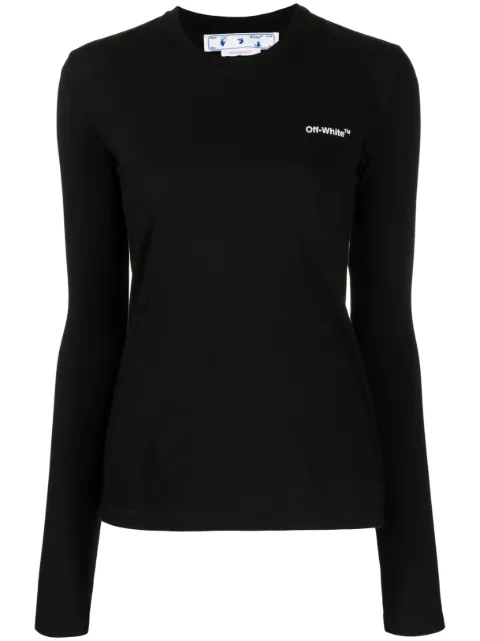 Off-White Diag-stripe long-sleeved T-shirt Black OWAB031C99JER0011001