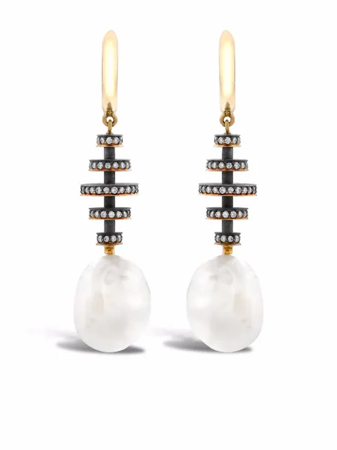 Pragnell 18kt rose gold Legacy pearl and diamond drop earrings Pink 1202337