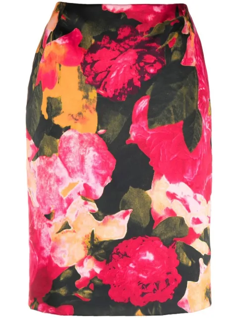 Versace Pre-Owned 2000s rose print pencil skirt Pink VERS280YA