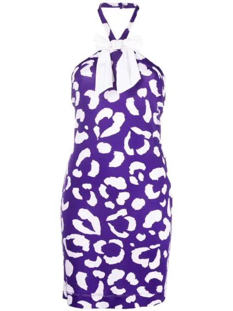Moschino Pre-Owned 2000s leopard-print halterneck dress Purple MOSC250WX