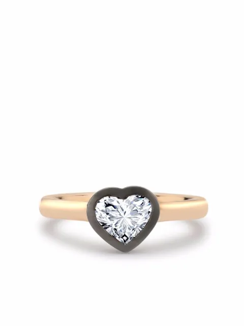 Pragnell 18kt rose and blackened white gold Legacy heart-shaped diamond ring Pink F0660