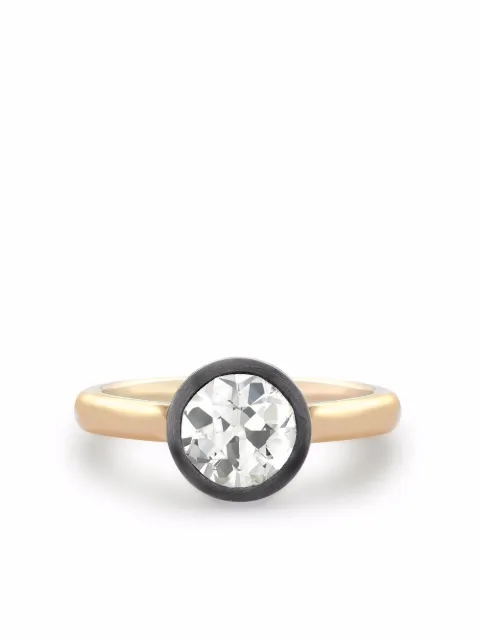Pragnell 18kt rose and blackened white gold Legacy old cut diamond solitaire ring Pink F0648