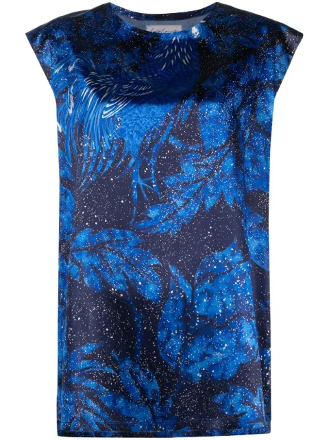 Yohji Yamamoto Pre-Owned 2000s leaf-print blouse Blue YYA490