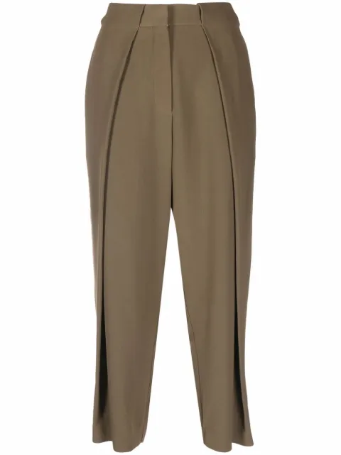 Balmain pleated high-waisted trousers Brown XF1PN085VB00