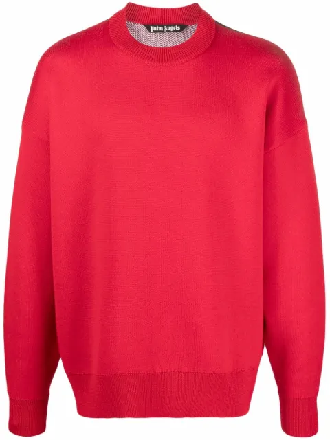 Palm Angels intarsia-knit palm tree jumper Red PMHE007T22KNI0012510