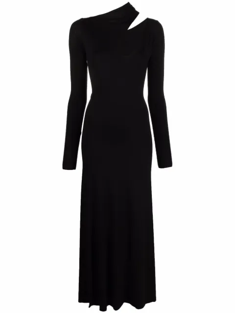MANURÍ cut-out detail long-sleeve dress Black MRTEW9003