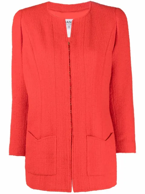 CHANEL Pre-Owned 1996 collarless blazer Red CHA1800WD