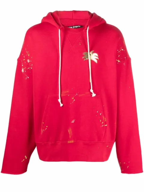 Palm Angels palm tree-print hoodie Red PMBB104T22FLE0012510
