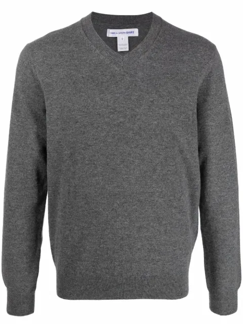 Comme Des Garçons Shirt V-neck fine-knit jumper Grey FZN107