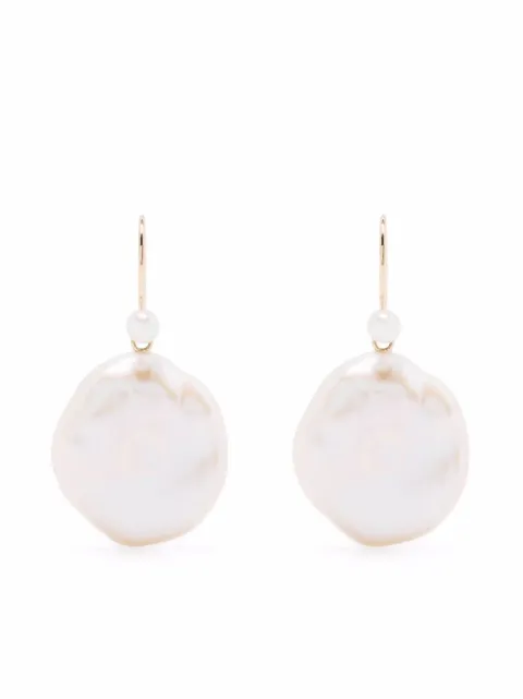 Mizuki 14kt yellow gold petal pearl drop earrings Gold SBE328