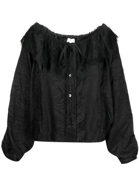 Patou lace-collar long-sleeve blouse Black TO0290104999B