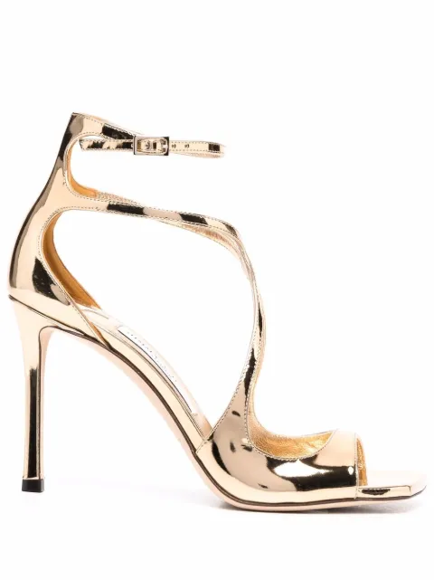 Jimmy Choo Azia metallic-effect sandals Yellow AZIA95QUI