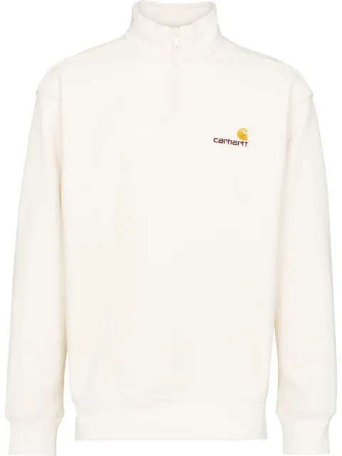 Carhartt WIP logo-embroidered half-zip sweatshirt White I027014
