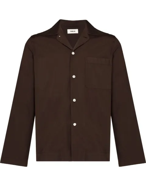 TEKLA long-sleeve pyjama shirt Brown SWTCOMCOFFEE