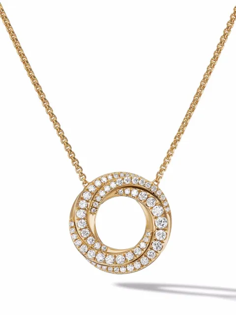 David Yurman 18kt yellow gold Petite Pavé Crossover diamond pendant necklace (15.5mm) Gold N17236D88ADI17