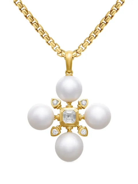 David Yurman 18kt yellow gold Renaissance pearl and diamond pendant (37.5mm) Gold D17201D88DSWDI