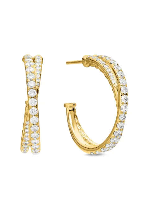 David Yurman 18kt yellow gold Crossover diamond hoop earrings (24mm) Gold E17235D88ADI