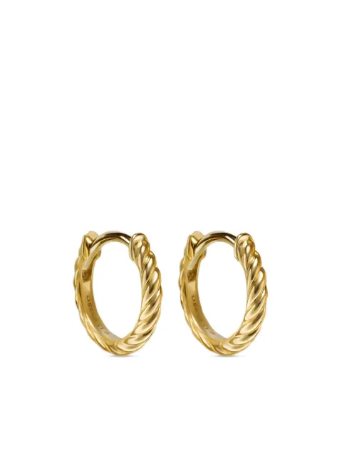 David Yurman 18kt yellow gold Sculpted Cable Micro huggie hoop earrings (10.7mm) Gold E1751588