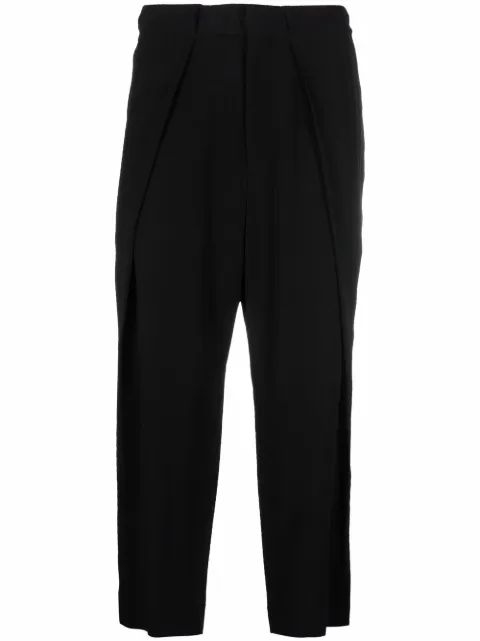 Balmain side folded crepe cropped trousers Black XH1PN005VB00